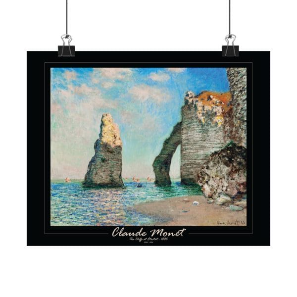 Claude Monet’s “The Cliffs at Étretat” (1885) - Matte Horizontal Posters on Black - Image 6