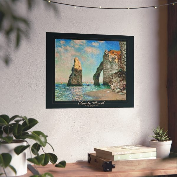 Claude Monet’s “The Cliffs at Étretat” (1885) - Matte Horizontal Posters on Black - Image 4
