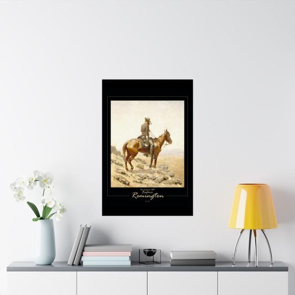 Frederic Remington's "The Lookout" - 1887 - Matte Vertical Poster on Black - Image 13