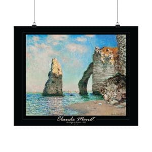 Claude Monet’s “The Cliffs at Étretat” (1885) - Matte Horizontal Posters on Black