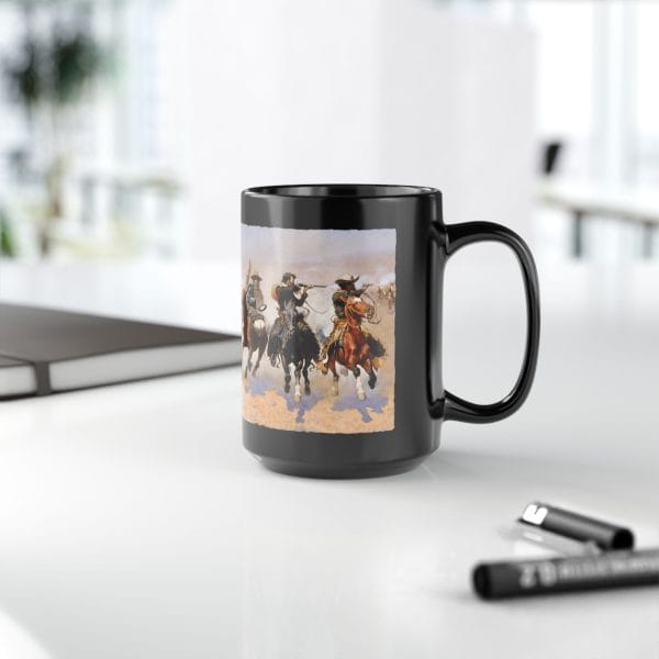 "A Dash to the Timber" (1889) – Frederic Remington, 15oz Black Mug - Image 5