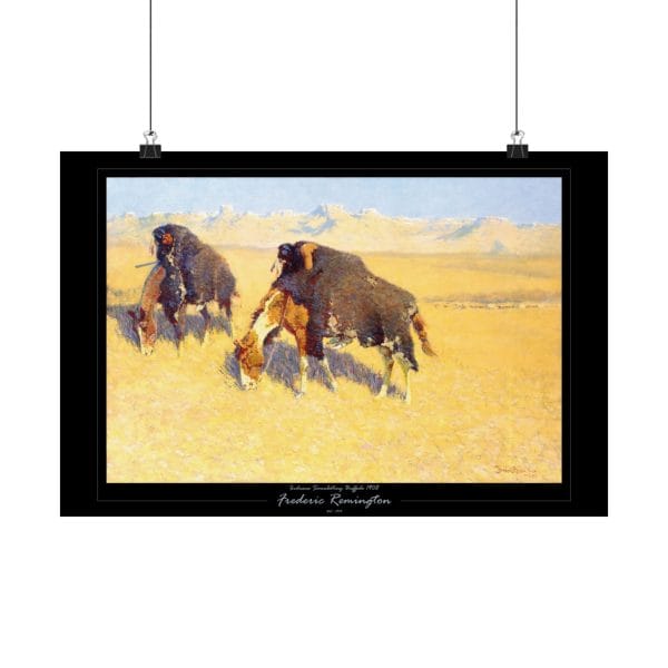 Frederic Remington's "Indians Disguised as Buffalo" - 1908 - Matte Horizontal Poster on Black - Image 6