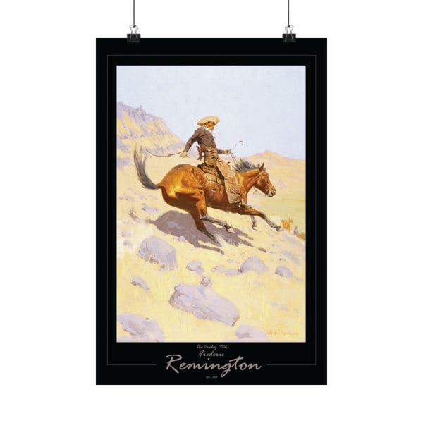 Frederic Remington “The Cowboy” 1902 – Fine Art Poster Print on Black - Image 5