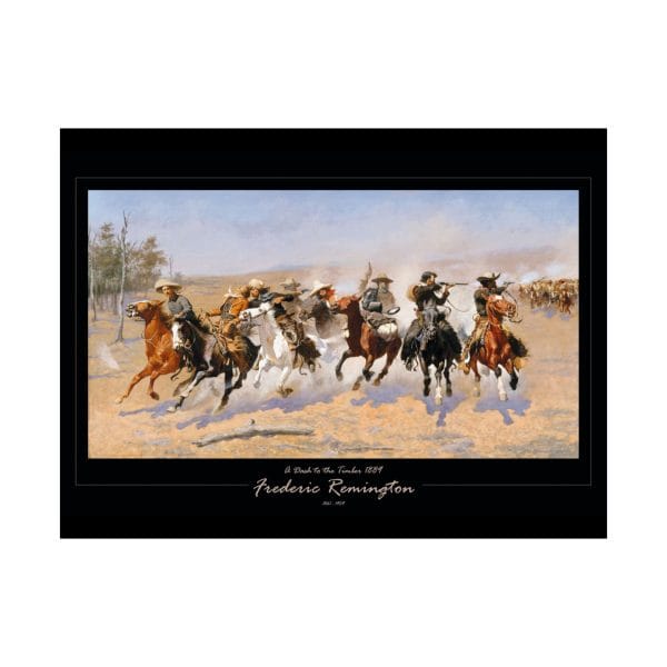 Frederic Remington Western Cowboy Art Print – “A Dash for the Timber” Vintage Old West Poster on Black - Image 12