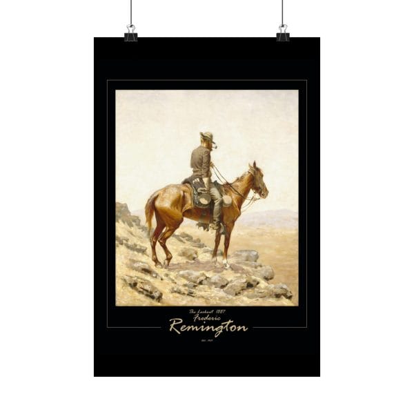 Frederic Remington's "The Lookout" - 1887 - Matte Vertical Poster on Black - Image 5