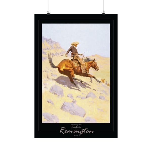 Frederic Remington “The Cowboy” 1902 – Fine Art Poster Print on Black - Image 8