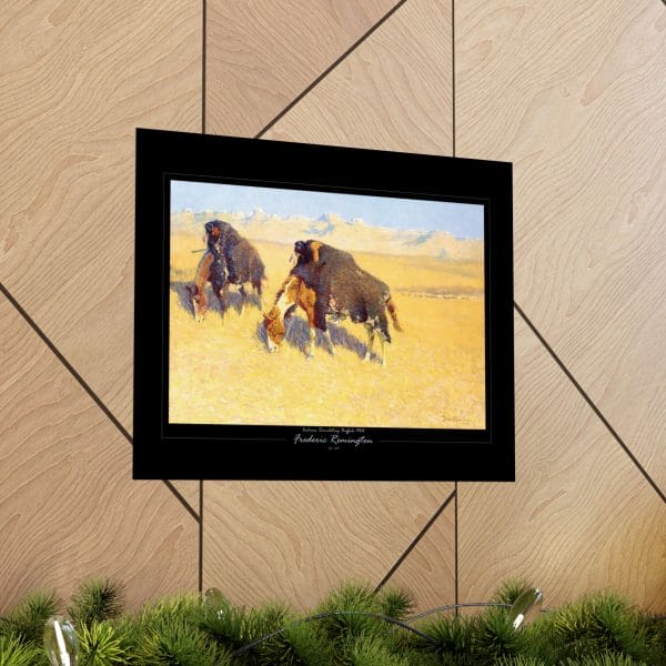 Frederic Remington's "Indians Disguised as Buffalo" - 1908 - Matte Horizontal Poster on Black - Image 9