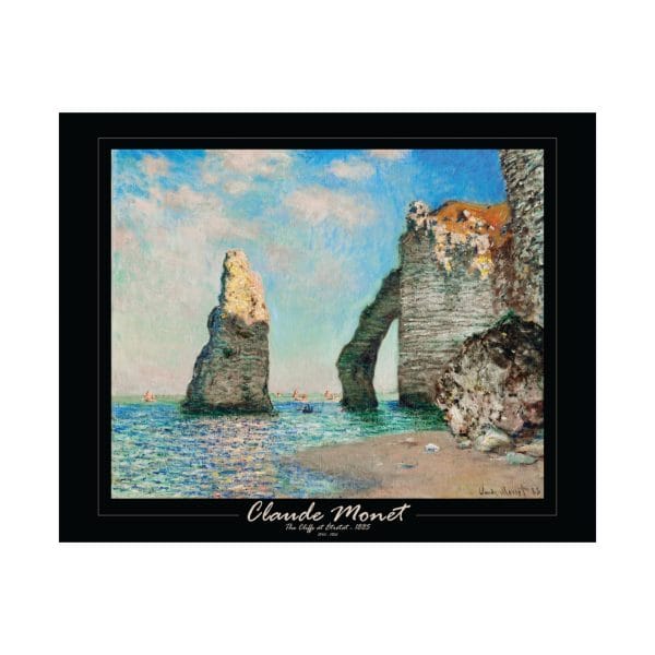 Claude Monet’s “The Cliffs at Étretat” (1885) - Matte Horizontal Posters on Black - Image 2