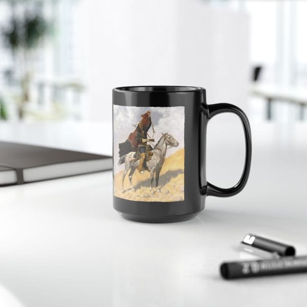 Frederic Remington “The Blanket Signal” 1896 – 15oz Black Ceramic Mug - Image 9