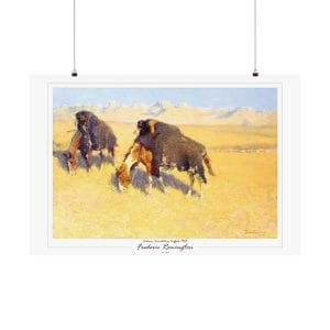 Frederic Remington's “Indians Disguised as Buffalo” - 1908 - Matte Horizontal Poster on White