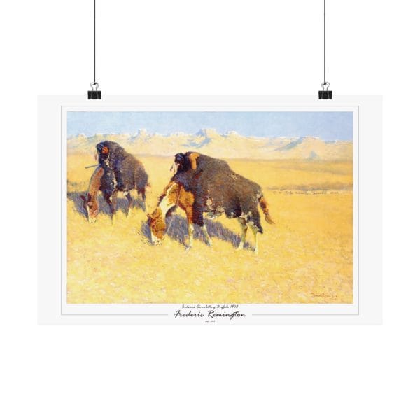Frederic Remington's “Indians Disguised as Buffalo” - 1908 - Matte Horizontal Poster on White - Image 7