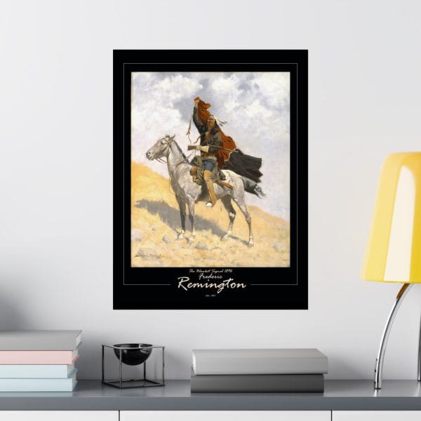 Frederic Remington's "The Blanket Signal" - 1909 - Matte Vertical Poster on Black - Image 3