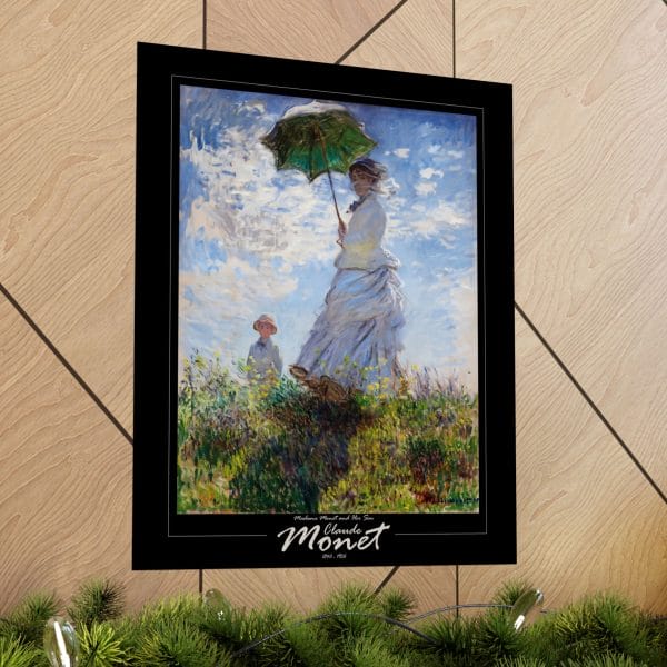 Claude Monet’s “Madame Monet and Her Son” (1873) - Matte Vertical Posters - on Black - Image 3