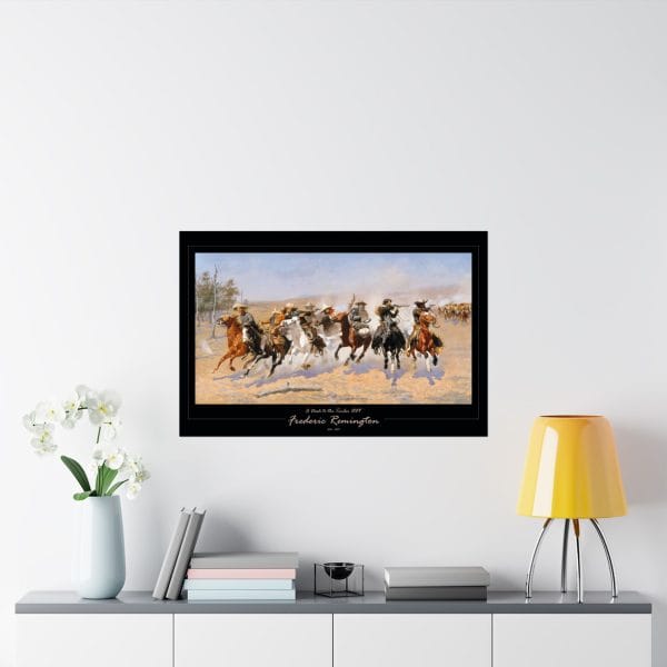 Frederic Remington Western Cowboy Art Print – “A Dash for the Timber” Vintage Old West Poster on Black - Image 4