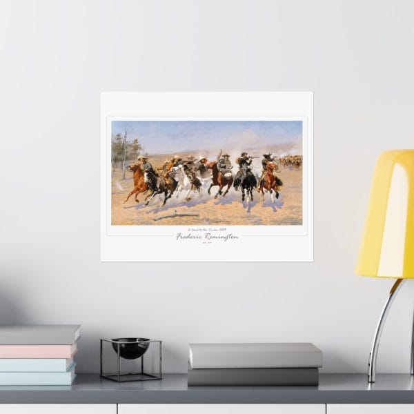 Frederic Remington Western Cowboy Art Print – “A Dash for the Timber” Vintage Old West Poster on White - Image 11
