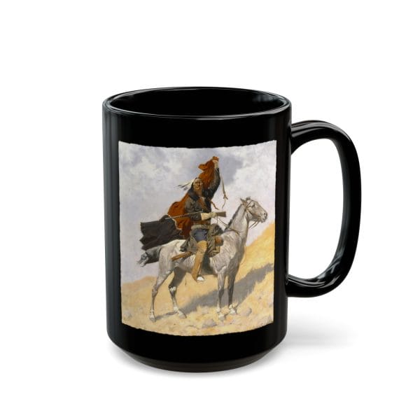 Frederic Remington “The Blanket Signal” 1896 – 15oz Black Ceramic Mug - Image 2