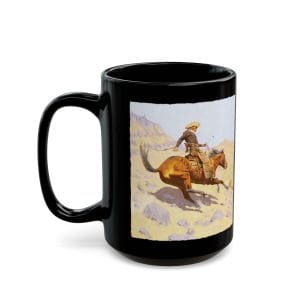 Frederic Remington's "The Cowboy" 1902, Black Mug 15oz