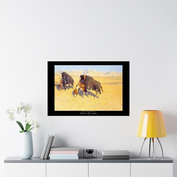 Frederic Remington's "Indians Disguised as Buffalo" - 1908 - Matte Horizontal Poster on Black - Image 4