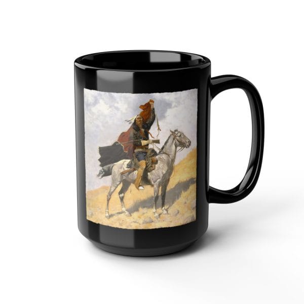 Frederic Remington “The Blanket Signal” 1896 – 15oz Black Ceramic Mug - Image 6