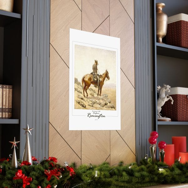 Frederic Remington's "The Lookout" - 1887 - Matte Vertical Poster on White - Image 2