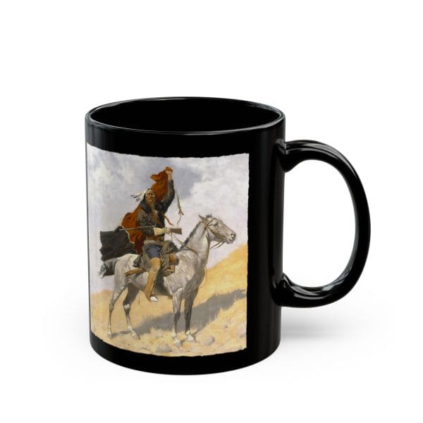 Frederic Remington “The Blanket Signal” 1896 – 11oz Black Ceramic Mug - Image 4