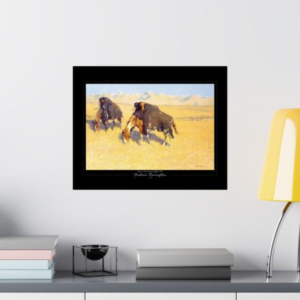Frederic Remington's "Indians Disguised as Buffalo" - 1908 - Matte Horizontal Poster on Black - Image 11