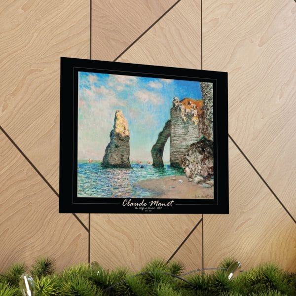 Claude Monet’s “The Cliffs at Étretat” (1885) - Matte Horizontal Posters on Black - Image 3