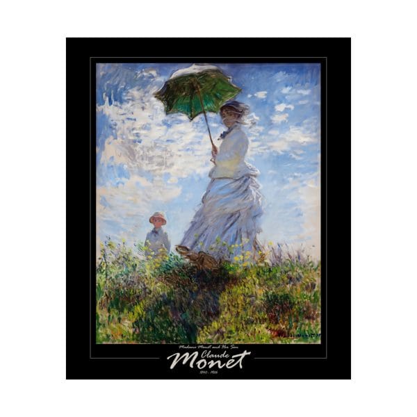 Claude Monet’s “Madame Monet and Her Son” (1873) - Matte Vertical Posters - on Black - Image 2