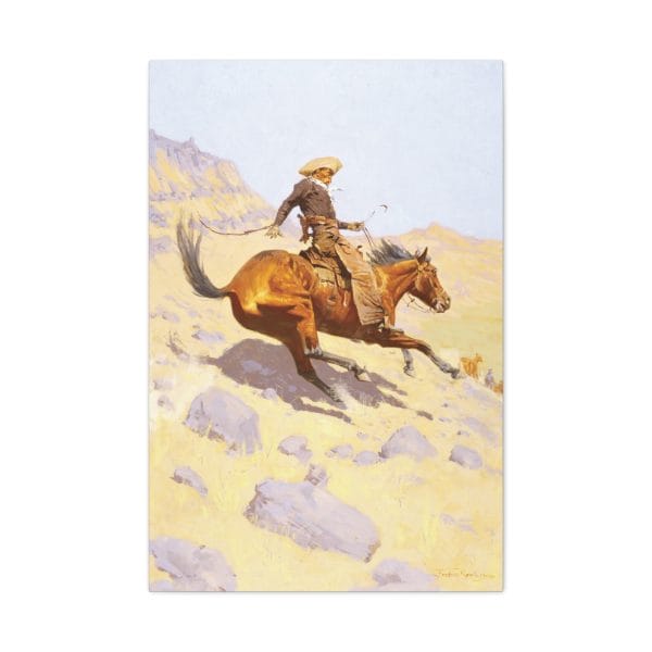 Frederic Remington's "The Cowboy" - 1902 - Canvas Wall Art - Image 9