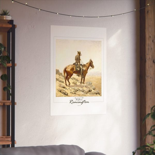 Frederic Remington's "The Lookout" - 1887 - Matte Vertical Poster on White - Image 3