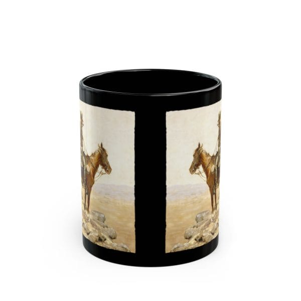 Frederic Remington “The Lookout” 1887 – 11oz Black Ceramic Mug - Image 3