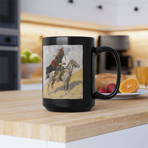 Frederic Remington “The Blanket Signal” 1896 – 15oz Black Ceramic Mug - Image 7