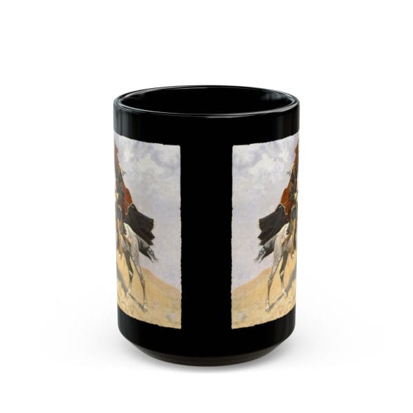 Frederic Remington “The Blanket Signal” 1896 – 15oz Black Ceramic Mug - Image 3