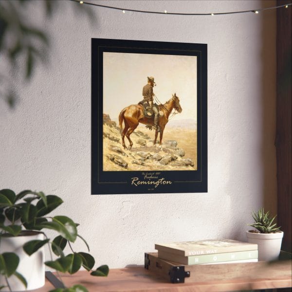 Frederic Remington's "The Lookout" - 1887 - Matte Vertical Poster on Black - Image 8