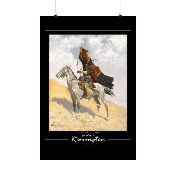 Frederic Remington's "The Blanket Signal" - 1909 - Matte Vertical Poster on Black - Image 11
