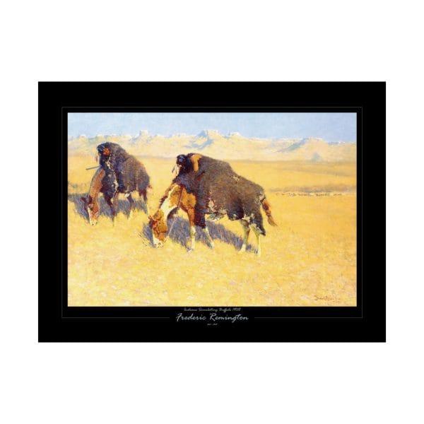 Frederic Remington's "Indians Disguised as Buffalo" - 1908 - Matte Horizontal Poster on Black - Image 12