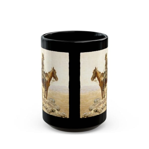 Frederic Remington “The Lookout” 1887 – 15oz Black Ceramic Mug - Image 3