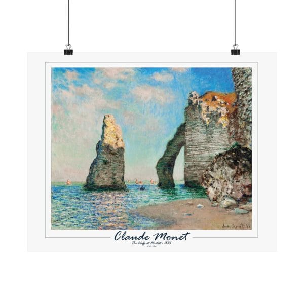 Claude Monet’s “The Cliffs at Étretat” (1885) - Matte Horizontal Posters on White