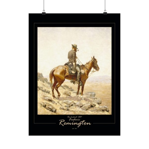 Frederic Remington's "The Lookout" - 1887 - Matte Vertical Poster on Black