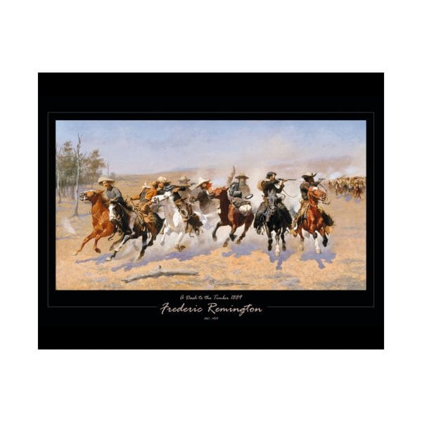Frederic Remington Western Cowboy Art Print – “A Dash for the Timber” Vintage Old West Poster on Black - Image 5