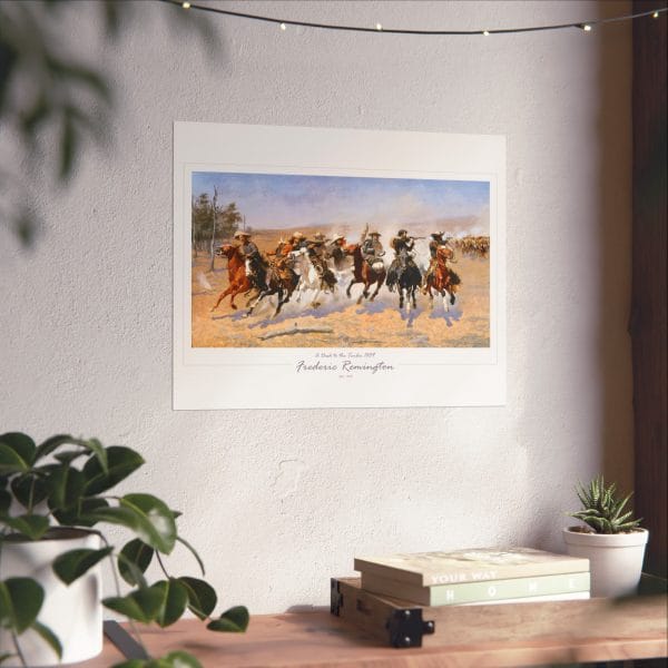Frederic Remington Western Cowboy Art Print – “A Dash for the Timber” Vintage Old West Poster on White - Image 10
