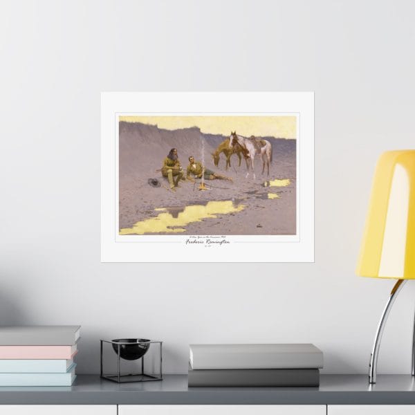 Frederic Remington Western Cowboy Poster – “A New Year on the Cimarron” Vintage Campfire Art Print on White - Image 11