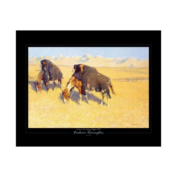 Frederic Remington's "Indians Disguised as Buffalo" - 1908 - Matte Horizontal Poster on Black - Image 7
