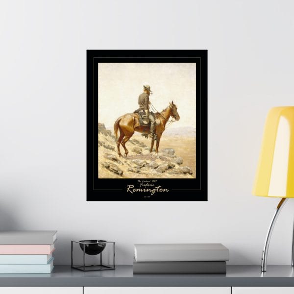 Frederic Remington's "The Lookout" - 1887 - Matte Vertical Poster on Black - Image 9