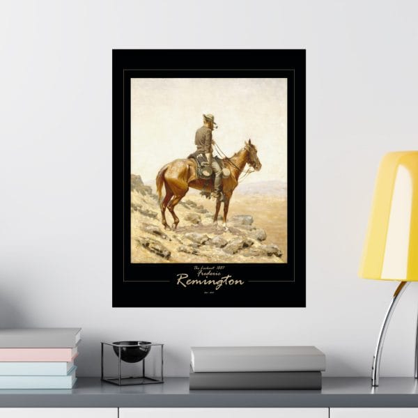 Frederic Remington's "The Lookout" - 1887 - Matte Vertical Poster on Black - Image 3