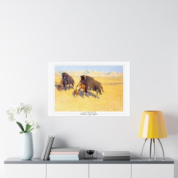 Frederic Remington's “Indians Disguised as Buffalo” - 1908 - Matte Horizontal Poster on White - Image 4