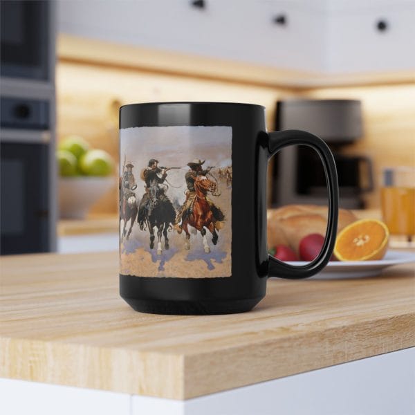 "A Dash to the Timber" (1889) – Frederic Remington, 15oz Black Mug - Image 3