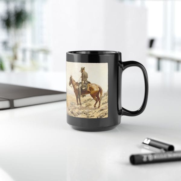 Frederic Remington “The Lookout” 1887 – 15oz Black Ceramic Mug - Image 7