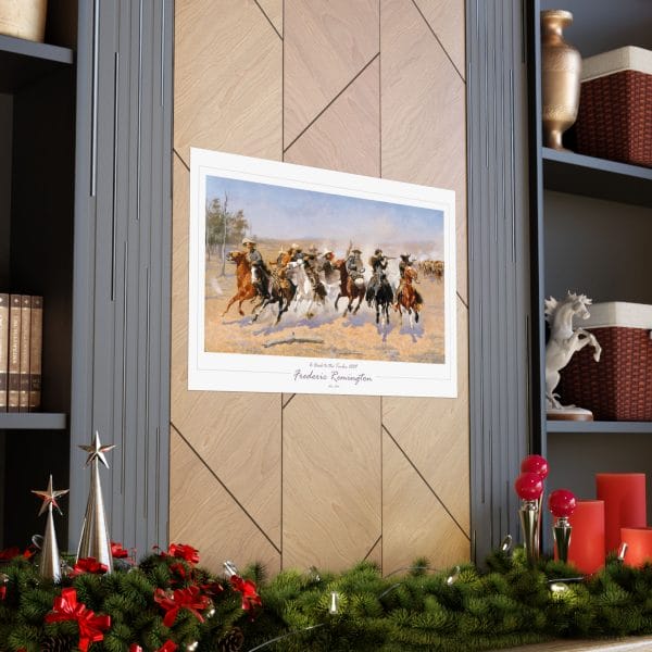 Frederic Remington Western Cowboy Art Print – “A Dash for the Timber” Vintage Old West Poster on White - Image 2