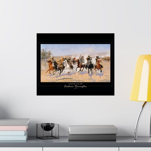 Frederic Remington Western Cowboy Art Print – “A Dash for the Timber” Vintage Old West Poster on Black - Image 11